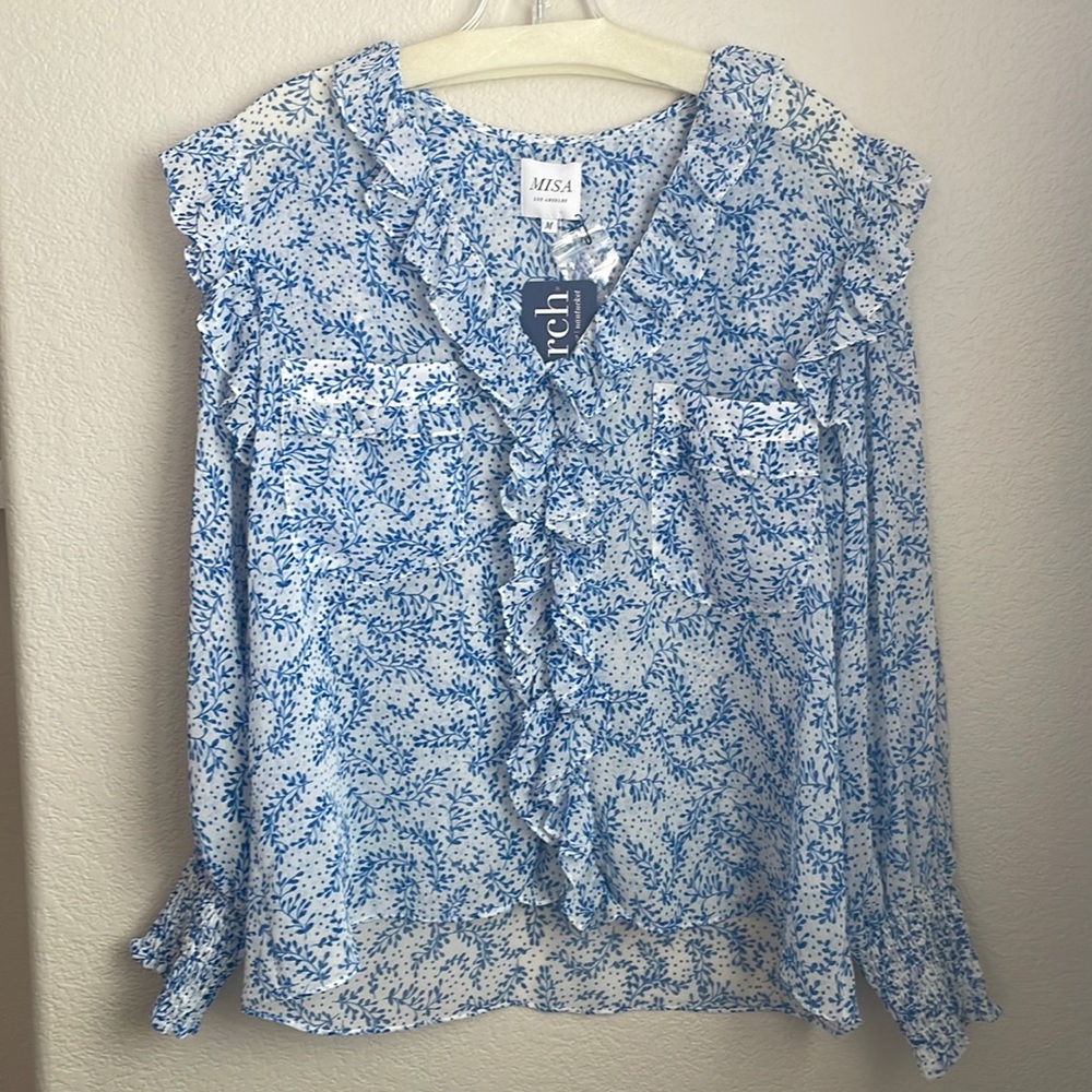 NWT MISA Los Angeles Sacha Top Blue Sz Med